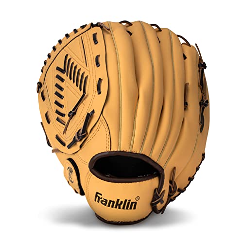 Franklin Sports Baseball + Softball Glove - Field Master Baseball + Softball Mitt - Adult + Youth - Men's + Women's Practice + Game Gear - Left Hand Throw - 13" - Camel Brown