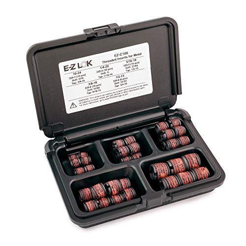 E-Z LOK-C108 Threaded Inserts For Metal; Assortment Kit; Carbon Steel; Heavy Wall; UNC Internal Threads, 10-24, 1/4-20, 5/16-18, 3/8-16, 1/2-13; 46 pieces