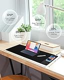 Mouse Pad with Wireless Charging, Black Mousepad Long Desk Mat, Large Gaming Mouse Pad, Soft Mouse Pad Gaming Desk Pad with Non-Slip Rubber Base, Extended Computer Keyboard Mat Office Mice Pad