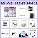 BOYI TD31Pro Mechanical Number Pad,Bluetooth5.0/2.4G/Type-C Wireless Numeric Keypad,RGB HotSwap Numpad with Screen&Knob,PBT Keycap Rechargeable Gasket Number keypad for PC Laptop Desktop(White-Purple)