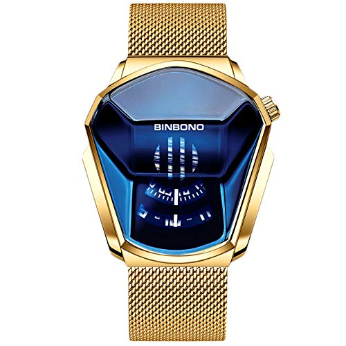 RORIOS Fashion Men's Watches Analog Quartz Watch Cool Creative Wristwatch with Stainless Steel Mesh Brecelet Sport Watch for Men
