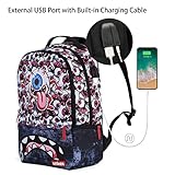 UNIKER Hip Hop Backpack for School,Graffiti Backpack Teens Eyeball Pattern,Cool Work Backpack for Men,Travel Backpack Boys,College Computer Backpack with USB Charging Port