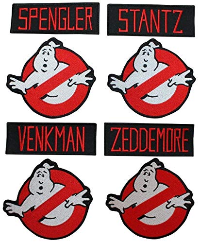 Lot of 8 Ghostbusters Name Tags & No Ghost Sign Logo Patches