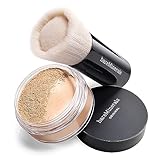 bareMinerals Beautiful Finish Foundation Brush, Foundation Blending Brush, Holds Loose Powder Foundation, Build Coverage, Synthetic Fibers, Vegan