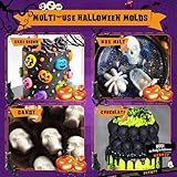 Halloween Molds Silicone for Chocolate 4 Pack, 3D Halloween Chocolate Candy Gummy Mold Skull Pumpkin Bat Ghost Witch Hat Spider tombstone Shapes Mold