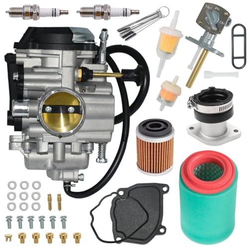 Cylinman Carburetor Fit for Yamaha Bear Tracker 250 YFM250 YFM 250 YFM250X YFM250B 1999-2004 4XE-14140-00-00 With Air Oil Filter Intake Manifold Fuel Tank Petcock