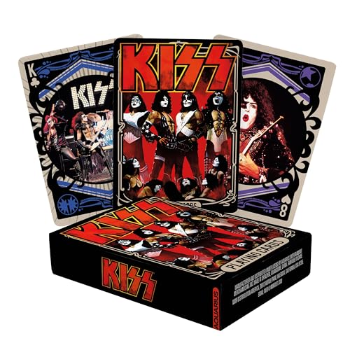 AQUARIUS KISS Playing Cards - KISS Themed Deck of Cards for Your Favorite Card Games - Officially Licensed KISS Merchandise & Collectibles - Poker Size with Linen Finish