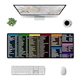 Computer Office Power Point Excel Word Outlook Command Prompt Shortcut Keys Shortcuts Gaming Keyboard Mouse Pad Mousepad Desk Mat Huge Extended XL Rubber Sole for Home Office(31.5"X 11.8")