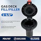 Five Oceans 1-1/2-Inch Boat Gas Deck Fill/Filler, Marine Fuel Deck Filler with Flip Top Cap Design, Straight Neck, for Pontoon, Fishing Boats, Bass Boat, Sport Yachts, Sailboats - FO1797