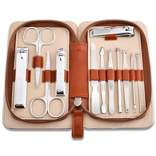 12-Piece Nail Clipper Set, Professional Manicure & Pedicure Kit with Ergonomic Non-Slip Handles, Stainless Steel Fingernail & Toenail Clippers, Portable Personal Care Set for Men
