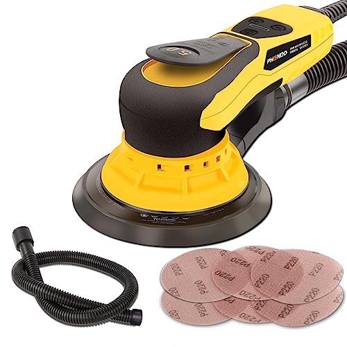 PHENDO Electric Random Orbital Sander Brushless 350W 3A Multi-function Variable Speed Corded Orbital Sanders Machine For Woodworking, Car, Drywall Sanding, Polishing…