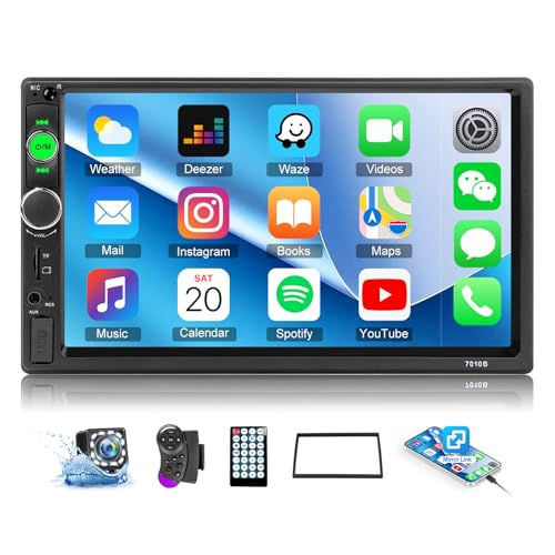 Camecho Car Stereo 2 Din Car Radio 7" MP5 Player with HD Touch Screen Digital Display Bluetooth Multimedia Support USB SD FM Aux-in Double Din Autoradio Mobile Phone Mirror Link with Backup Camera