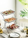 YHOSSEUN Large Tiered Tray Stand, 3 Tier Serving Tray Porcelain Baking Set with Serving Stand 3 Tier Buffet Server for Fruit, Dessert, Food Display Stand for Party, Thanksgiving