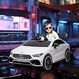 Qaba Mercedes-Benz AMG CLA 45 Licensed 12V Kids Electric Car, Battery Powered Ride on Car with Remote Control, Transport Wheels, Spring Suspension, LED Lights, Music Horn, White