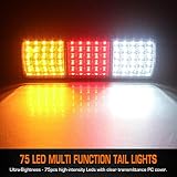 LINKITOM 75 LED Truck Tail Light Bar, Super Bright 12v Turn Signal Brake Reverse Taillight for Truck Boat Snowmobile Trailer Pickup RV Camper UTV UTE Vans (2PCS)