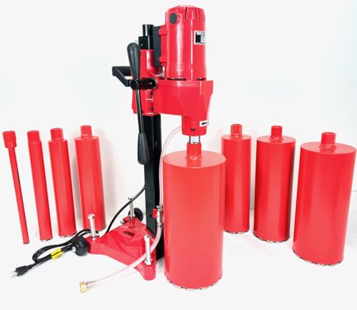 BLUEROCK PACKAGE DEAL 8Z1RB Core Drill with Rolling Base Stand + 1" - 8" Diamond WET Coring Bit Set for CONCRETE REBAR ASPHALT BRICK