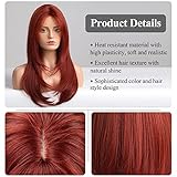 HAIRCUBE Red Wigs for Women,Long Layered Wigs with Bangs Heat Resistant Synthetic Fibre Wigs(pelucas de cabello natural)