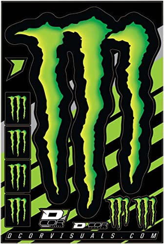 D'cor Visuals Monster Energy Racing Sticker Decal Sheet - Moto, Dirt Bike, MX, Helmet, ATV