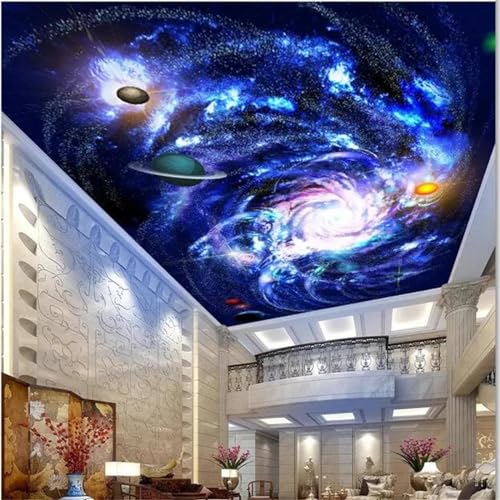 MILUXUEXUN Wallpaper 3D Photo Mural Living Room Bedroom Universe Sky Galaxy Ceiling Zenith Mural Wallpaper