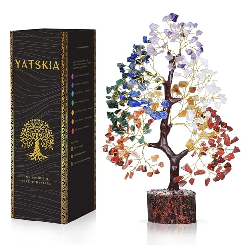 YATSKIA 7 Chakra Tree of Life, Crystals and Healing Stones, Birthday Gifts for Women - Crystal Tree for Positive Energy, Home Office Decor, Spiritual Gifts for Women