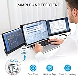 Alecewey P2 Triple Portable Monitor for Laptop Screen Extender Dual 12 Inch FHD 1080P IPS Display USB-A/Type-C/HDMI/Speakers for 13-16 Inch Notebook Computer Mac Windows Phone