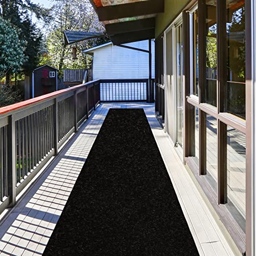 ZGR Runner Rug 2 ft x 15 ft Carpet Runners, Indoor/Outdoor Hallway Kitchen Entryway Bedroom Area Rugs with Natural Non-Slip Rubber Backing, Garage mat, Black, Custom