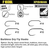 XFISHMAN Barbless-Fly-Hooks-for-Fly-Tying BL Czech Nymph/Scud Flies Hook Dry Wet Curved Competition Fishing Trout Hooks 10# ~16# Assortment Pack of 240 Hooks with Box