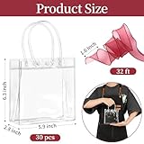 Jutieuo 30 Pack Clear Plastic Gift Bags with Handle, 5.9" x 6.3" x 2.8", Reusable Transparent PVC Gift Wrap Tote Bags Bulk with Ribbons for Wedding, Baby Shower, Birthday Party Favor Bags