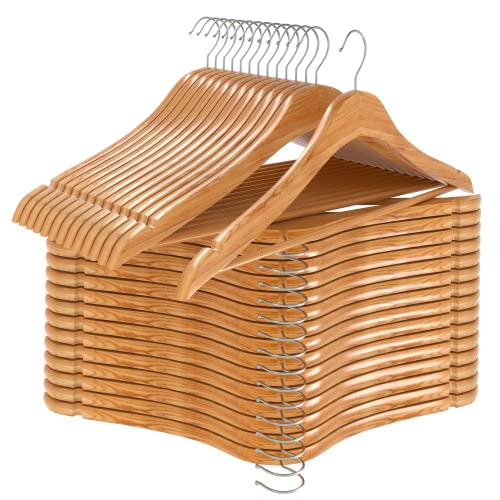 Utopia Home Premium Wooden Hangers 30 Pack - Durable & Slim Coat Hanger - Suit Hanger with 360-Degree Rotatable Hook - Wood Hangers with Shoulder Grooves (Natural Color)