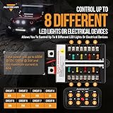 Auxbeam Switch Panel 8 Gang Switch Panel BB80 Universal Circuit Control System Relay Box Automatic Dimmable Panel Switch Box LED Switch Panel for Car Truck Offroad ATV SUV - Blue, 2 Years Warranty