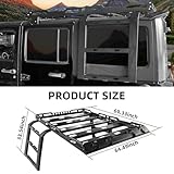 Partree Roof Rack Cargo Basket with Ladder Fit for Jeep Wrangler JK 2007-2018 4 Doors Hard Top Roof Rack w/2 Ladder & 4 LED Lights & Cargo Net Luggage Carrier Cargo Rack (You Will get 2 Packages)