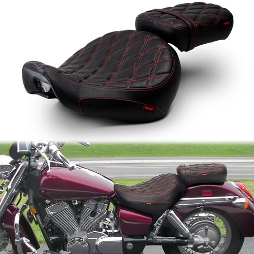 VASTMT Motorcycle Driver Passenger Seat with Diamond Pattern Stitching Compatible with Shadow Aero VT750C 2004-2023