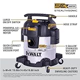 DEWALT 5 Gal Stealthsonic Shop Vacuum Wet and Dry, Ultra-Quiet Stainless Steel Shop Vac, 4 HP Heavy-Duty Vacuum Cleaner with Complete Accessory Kit and 6 Dust Bages for Home, Workshop, Garage, Car