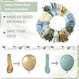 Amandir 173Pcs Dusty Blue Green Balloon Garland Arch Kit, Haze Fog Blue Ash Mist Sage Green Sand White Gold Confetti Balloons for Baby Shower Wedding Bridal Boho Birthday Party Backdrop Decorations