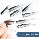 Syosisny 50 PCS Plastic Soft Fishing Lure, Lifelike Forked Tail Minnow, Fishing Baits Tackle for Saltwater and Freshwater Bass, Crappie, Walleye, or Trout Lures