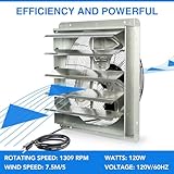 KEN BROWN 20 Inch Shutter Exhaust Fan With 1.65 Meters Power Cord Wall Mounted, High Speed 3500CFM, Vent Fan For Garages And Shops, Greenhouse,Attic Ventilation