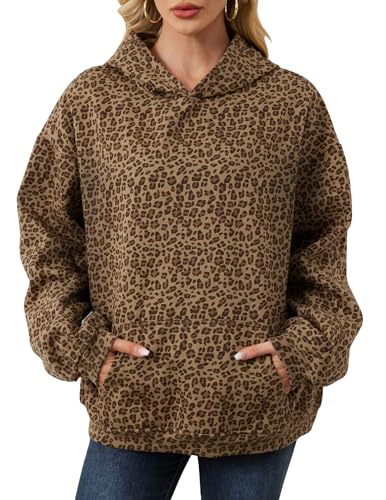 Eutten Womens Leopard Print Hoodie Oversized Cheetah Print Hooded Sweatshirt Y2k Graphic Hoodies Streetwear Hoodie Pullover