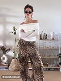 CIDER Denim Mid Waist Leopard Wide Leg Pants: Yellow, M