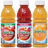 Tropicana 100% Juice Variety Pack - Orange, Apple & Fruit Medley, Single Serve, 10 Fl Oz Bottles (Pack of 24) - Real Fruit Juice, Vitamin C Rich, No Added Sugars, No Artificial Flavors