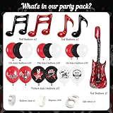 Rock and Roll Birthday Party Decorations - Red Music Theme Latex Balloon, Guitar Note Foil Balloons for Boys and Girls Party Supplies