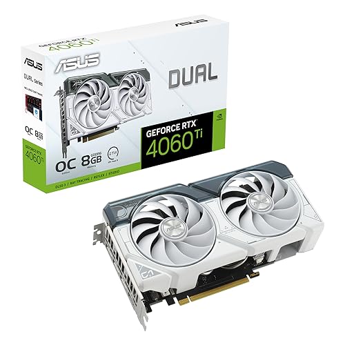 ASUS Dual NVIDIA GeForce RTX 4060 Ti OC Edition / White - Gaming Graphics Card (8GB GDDR6X, PCIe 4.0, DLSS 3, HDMI 2.1, Display Port 1.4a, Axial Fans, 0dB Technology)