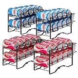 GILLAS 4 Pack Soda Can Organizer Rack for Pantry, Stackable Beverage Soda Can Storage Dispenser Holder for Refrigerator, Cabinet, Black