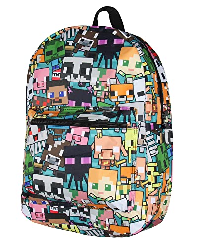 Minecraft Backpack Multi Character Chibi Video Game School Laptop Travel Backpack