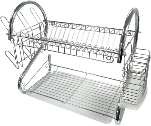 Orixforce Better Chef 23-Inch Chrome Dish Rack – Large Drying Rack with Cutlery Holder, Mug Stand, Drain Tray, Rust-Resistant Metal Design