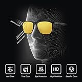 ZENOTTIC Night Vision Glasses for Men Square Carbon Fiber Sunglasses Reduce Glare Yellow Lens HD Polarized Night Driving Glasses