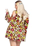 Leg Avenue Women's Plus Size 2 Pc Starflower Hippie Costume with Dress, Headband, Multi, 3X / 4X