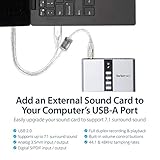 StarTech.com 7.1 USB Sound Card - External Sound Card for Laptop with SPDIF Digital Audio - Sound Card for PC - Silver (ICUSBAUDIO7D)