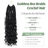 Goddess Box Braids Crochet Hair 14 Inch 8 Packs Pre-looped Bohemian Crochet Boho Box Braids With Curly Ends 3X Crochet Braids Hair for Women Synthetic Braiding Hair (14 inch, #1B)