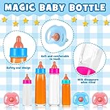 7 Pcs Baby Doll Bottles Accessories Disappearing Doll Feeding Set Milk and Juice Bottles with Toy Pacifier Baby Alive Toy for Kids Gift Baby Reborn Accessories