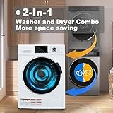 SMETA 2-In-1 Washer Dryer Combo 2.7 cu.ft, 24 inch Ventless All-In-One Front Load Washing Machine For Apartment RV, 26.7 LBS Load With 16 Program,120V